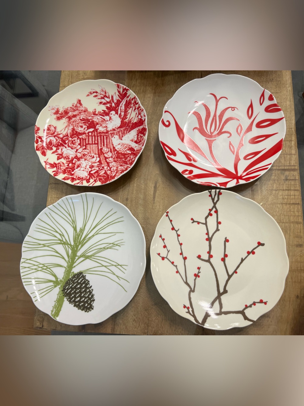 Rosanna Boho Holiday 4 Salad Plates New RARE